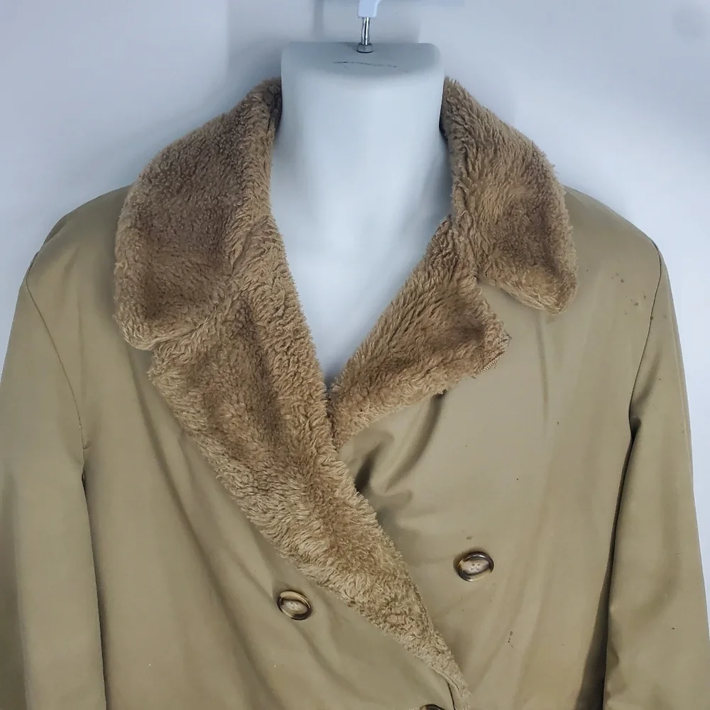 VTG Lakeland Sportswear Men's Tan Double Breasted Rancher Coat Size 42 Sherpa